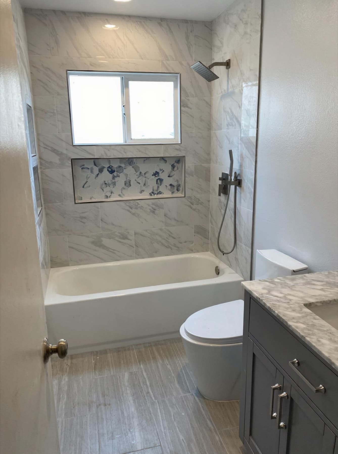 Marble primary bathroom suite remodel in Beverly Hills