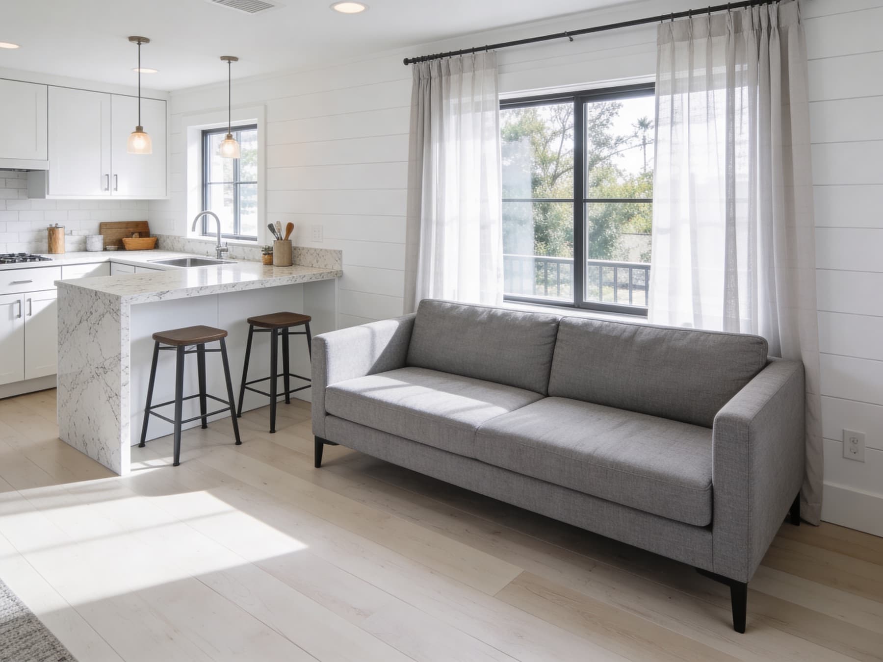 ADU living room and kitchenette open plan